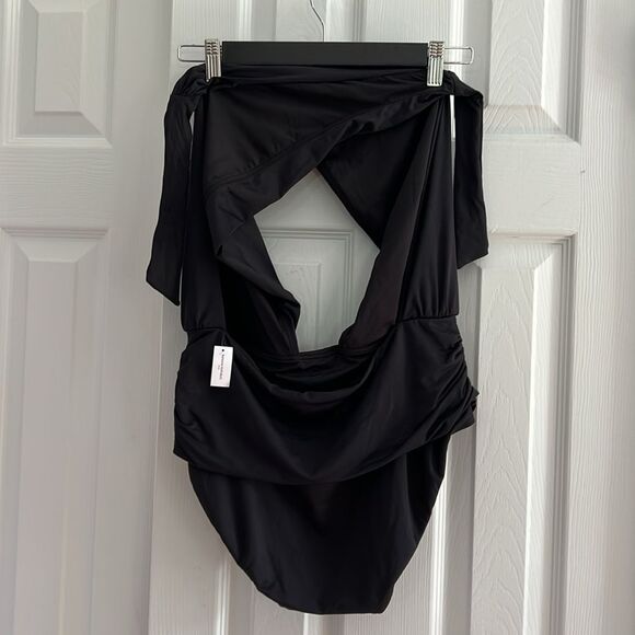 Banana Republic Black Wrap Halter One-Piece Swimsuit - Picture 9 of 13